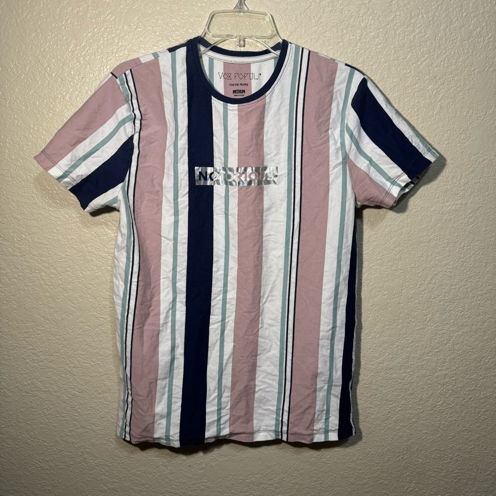 Vox Populi Striped Shirt Men’s M Pink Blue Short Sleeve Casual Tee